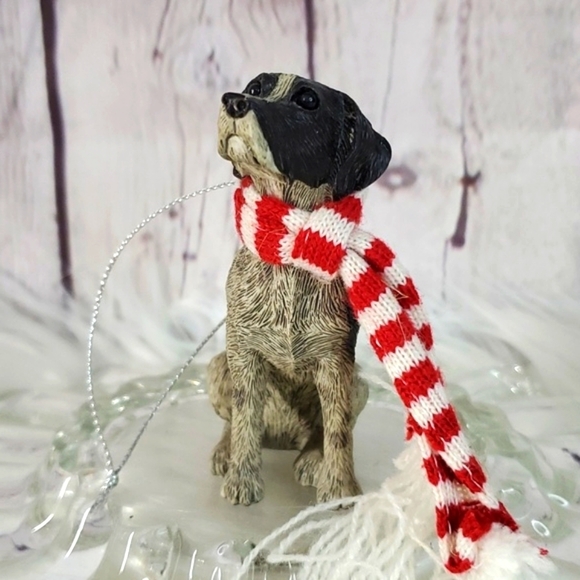 Realistic Winter English Pointer Dog Pup Puppy Resin Christmas Holiday Ornament - Picture 5 of 14